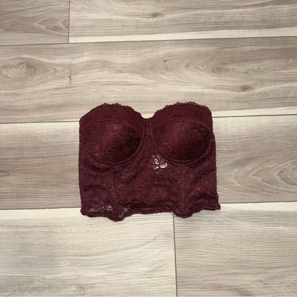 Charlotte Russe Lace Strapless Maroon Bustier